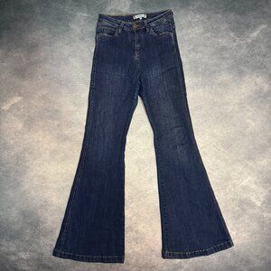 Bonage Jeans Sz 5 Long Womens Flared Bell Bottom Fits 26x30.5 Vintage Y2k Blue